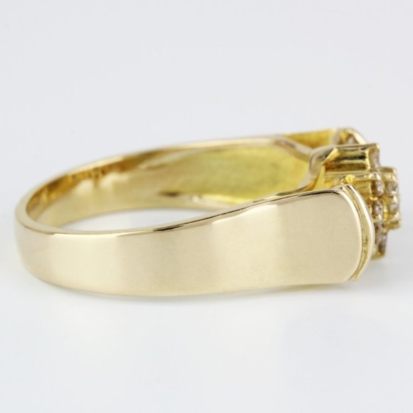Vintage 14K Yellow Gold Round & Baguette Diamond Anniversary Band Cocktail Ring - Picture 3 of 6